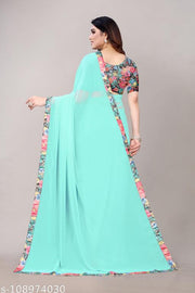 Digital Flora beautiful Lace Border saree.