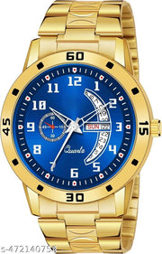 Day n Date Men Stylish Analog Latest Watches Combo - Set of 2 - GOLD-4-AND-GOLD-1