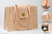 Stylish jute handbag for women |shopping and travel bag with mobile pouch and 2 zipper lock