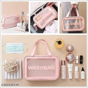 keshal Wash Bag Clear Makeup Pouch Set Cosmetic Organizer Bag for Women and Girls Travel Waterproof Toiletry Storage Kit Organizer Makeup Pouch for Cosmetics Brushes Accessories (Set of 3, Pink)