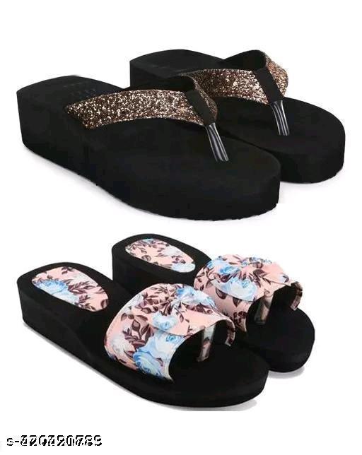 Dr lite sleeper  Girls and Women || Flower Design stylish flip flop || Black Casual Flip flop Women's & Girl's Black color Medium Heel Party wear Flip-flops