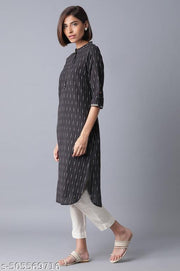 Woman Grey and Ecru Straight Kurta
