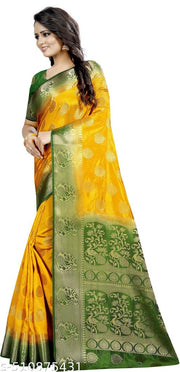 trendy jacquard saree with unstitched blouse
