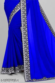 SAJAVAT SAREES Elegant Georgette Saree with Regal Maharani Lace Border | New Designer Saree for Women | Perfect for Festive & Party Occasions