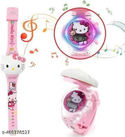Digital Watch A1 QUALITY - For Boys & Girls 3D Action Figure Hello Kitty pink Face Based Toy Design Digital Glowing Watch with Disco Music and Blinking Lights for Kids | for Boys &Girls- Good Birthday gift