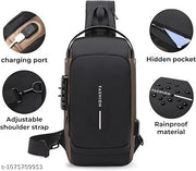 Waterproof Polyester Slim Unisex Crossbody Sling Bag Chest Backpack Men's Shoulder Bag, Leisure Travel Handbag, Hard Shell Anti-Theft Chest Bag