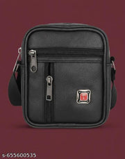 hand-free bag | messenger mini bag | Premium Black Leather Look Sling Bag for Men | Stylish Crossbody Shoulder Bag with Multiple Zip Compartments | Lightweight Office, Travel & Daily Use Small Messenger Bag for Boys & Men