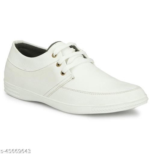 LE GREEM Men's White Comfortable & Smart Synthetic Lace Up Running  Walking  Casual Shoes Sneakers