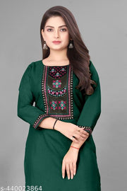 Desigener Kurti New Collection Cotton Blend Stylish New Trendy Embroidered Pattern Casual Kurta for Girls & Women