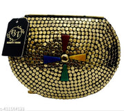 BEAUTY THINK metal clutch golden colour for women 18x13cm