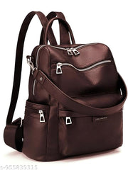 Women's Premium Coffee Brown Backpack Purse | Anti-Theft Multi Pocket Bag