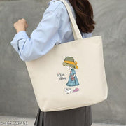 Tote Bags For Women Girls Canvas Handbag Zipper Large Capacity Fashion Bag for College Office - Nice Day Girl Print