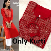 embroidery Red Rayon Kurti