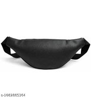 Men’s Stylish Black Sling Waist Bag with Double Zip Compartments | Adjustable Crossbody Travel Bag