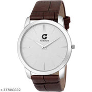 Listen Slim Casual Watch With Silver Dial & Brown Leather Strap Analog Watch - For Men