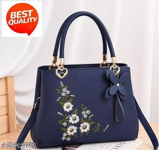 Handbag New Flower design cute handdbag for Girls and Women | Ladies Purse Handbag | Woman Gifts | Women Shoulder Bags | Side Handbags | Wedding Gifts For Woman | Women Designer Bags | Travel Purse Handbag-Black