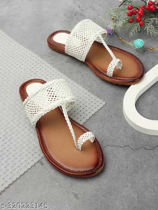 New kolhapuri slim flats for women White