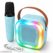 Mini Karaoke Speaker with Wireless Microphone | Bluetooth LED Party Speaker for Kids