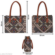 Multi Color Large Canvas Kalamkari Tote Bag With Two Zipper Inner Pockets for Shopping, Office & Daily Use
