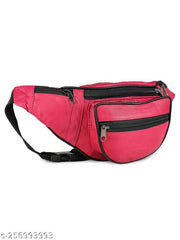 K London Leather Black Men & Women Waist Bag Fanny Bag Travel Pouch Passport Holder (1240_hotpink)