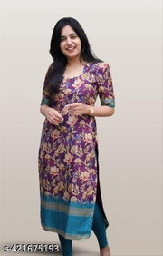 FASHIONABLE COTTON KURTI PURPLE  FOR WOMAN