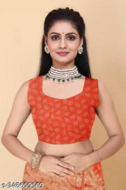 Zareena Orange Colour Floral Print Cotton Saree with Contrast Border | Lightweight and Semi-Transparent Tussar-Look Saree for Daily Wear Under ₹300