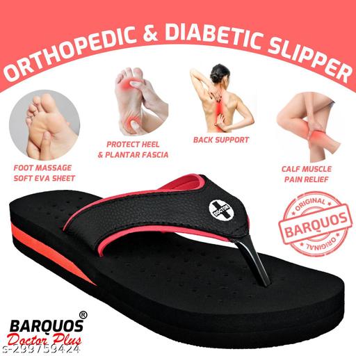 Barquos Women Doctor Slippers Orthopedic Flip Flops Women Doctor Chappal Eva Dailywear Doctor Sole Footwear Soft Light Weight Diabetic Relaxed Ortho Black