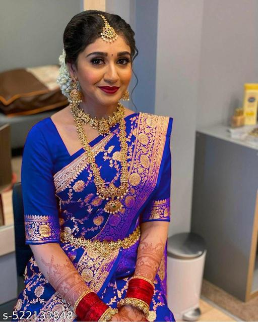 Blue kanjivaram silk saree