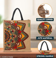 GOLZIA Premium Jute Bag Set – Pack of 2 Durable and Stylish Eco-Friendly Bags for Women Handbags, Shopping, and Lunch Boxes | Reusable Bags for Gifting, Water Bottles, Grocery, Return Gifts, and Office Use | Lightweight and Sustainable