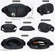 Flikker: Stylish Unisex Polyester Kawar Yatra Waist Bag | Water-Resistant Crossbody Chest Bag Trendy Side Bag  for Boys Belt Bag Girls Unisex Crossbody Wallet Purse Small Wallet Pouch Fanny Pack Swag Bag for Man Hip Bag (Black, Pack of: 1)