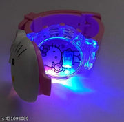 Kitty And Lol Music Combo Cartoon Characters Multicolored Disco Light with Musical Tone Digital Girl's and Boy's Wrist Watch