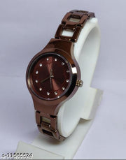 Gorgeous Flower Designer Brown Metal Analog Watches for women