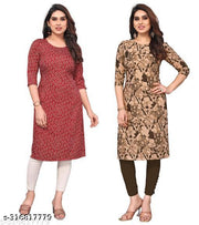 Polyster/Crepe fabric-Women Printed Straight Kurti