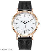 Rose Gold Case Designers Wrist Watches For Boy And Men Analog Watch - For Men Stylish Pu Strap Analog Wrist Watches For Boy And Men