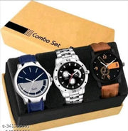 Stylish Men Glamour Brown Leather Analog Latest Watches gifted Man combo set