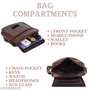 True Indian PU leather sling bag, Cross Body Bag Men’s | Stylish Shoulder Bag Men | Versatile Hand Bag for Men | Ideal for Travel & Office | Sling Bag Mini Passport Shoulder Strap Bag