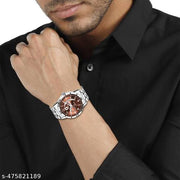 Day & Date Function Watch With Stainless Steel Chain Analog Watch - For Men