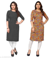 Women Printed Crepe Straight Kurti