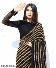 Fashion Today Women's Leheriya Georgette Black Sequined Saree With Blouse || Saree For Women || Fancy Saree For Women || Bollywood Designer Party Wear Wedding Festive Saree/Sari For Women With Stylish Blouse