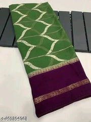 Latest fancy Georgette foil print saree with piping border