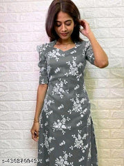 Grey Organza Embroidery Kurtis