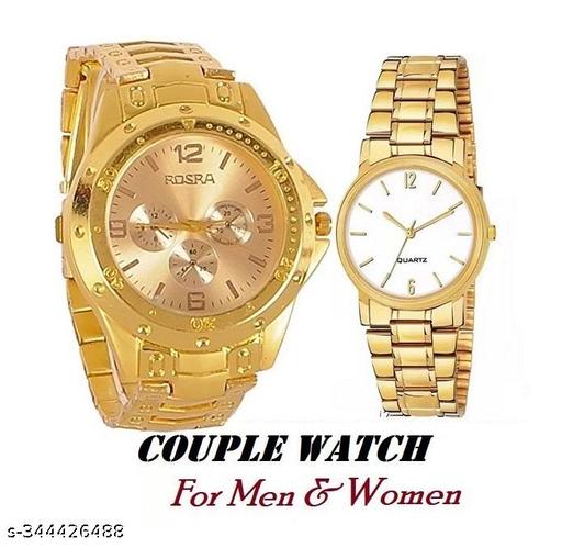 WATCH FOR MEN Analog Watch - For Men ROSRA GOLD WATCH FOR MEN WITH CLASSY GOLDEN CHAIN WOMEN WATCH