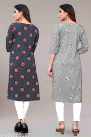 Women Printed Crepe Kurtis combo of 2