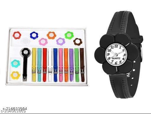 11 Belt Inter Changeable Kids Multicolor PU Casual women  Analog Watches