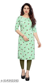 Polyster/Crepe fabric-Women Printed Straight Kurti