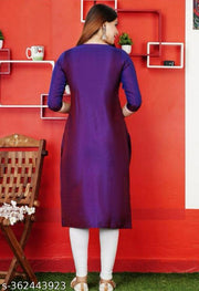 Purple White Embroidery Work kurta for women