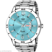 LIMESTONE  Day and Date Function Ice Blue Dial Steel Chain Trending Quartz Analog Watch - For Men LS3235
