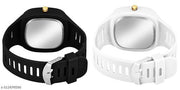Square Dial Black Blue Grey White Analog Watches with Silicon Strap Stylish ADDI Designer Combo Watch for Mens & Boys