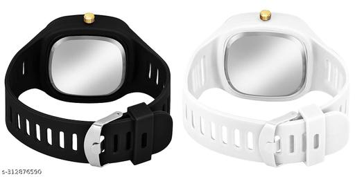 Square Dial Black Blue Grey White Analog Watches with Silicon Strap Stylish ADDI Designer Combo Watch for Mens & Boys
