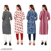 Polyster/Crepe fabric-Women Crepe Fabric Printed Straight Kurti, Extra plus Size -S,M,L,XL,XXL,2XL,XXXL,3XL,4XL,5XL,6XL,7XL,8XL ( New Arrival New Design Fashionable Kurti )